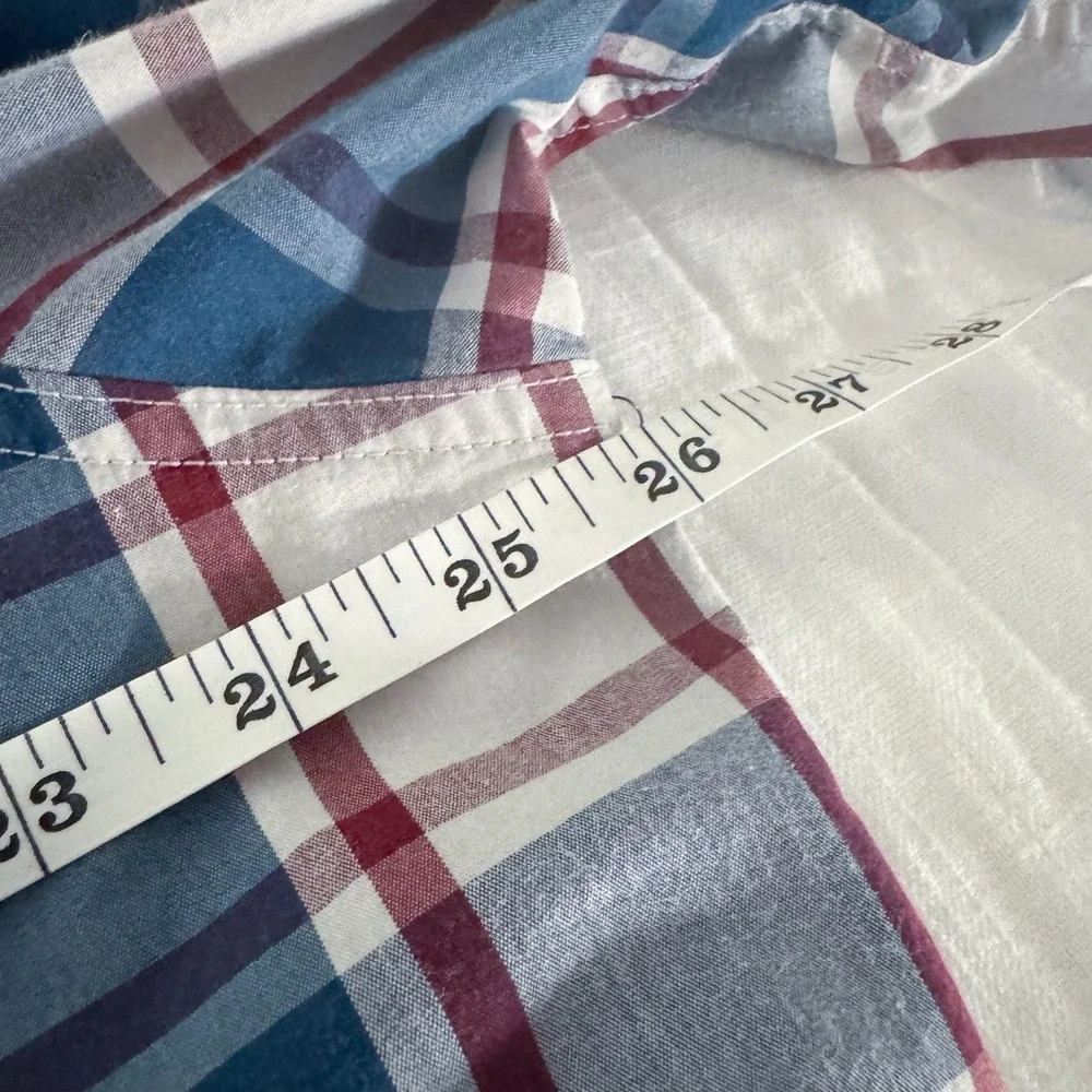 Wrangler Outdoor Long Sleeve Snap Shirt Men's XL Regular Fit Plaid Red Blue Vent
